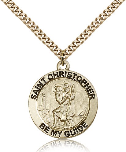 Men's Be My Guide St. Christopher Necklace - 14KT Gold Filled