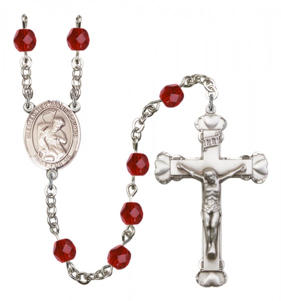 Women's Blessed Herman the Cripple Birthstone Rosary - Ruby Red
