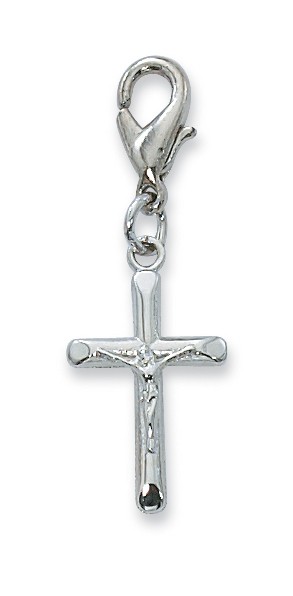 Crucifix Clipable Charm - Silver