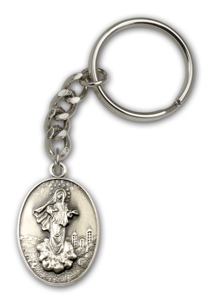 Medjugorje Keychain - Antique Silver