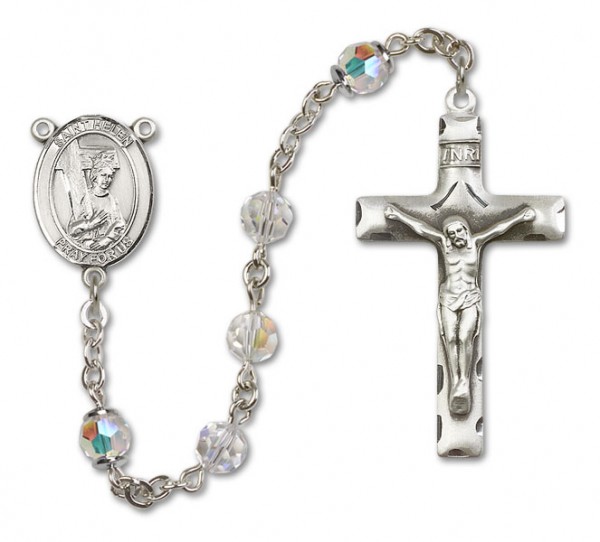 St. Helen Sterling Silver Heirloom Rosary Squared Crucifix - Crystal