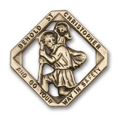 St. Christopher Visor Clip - Antique Gold