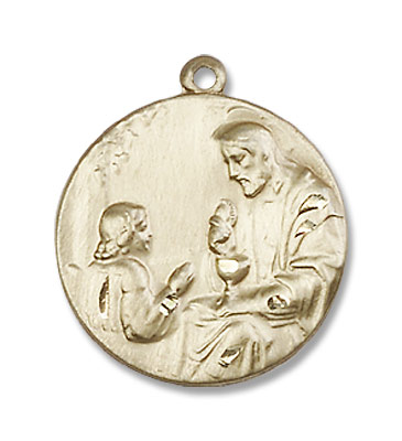 Girl's First Communion Medal - 14K Solid Gold