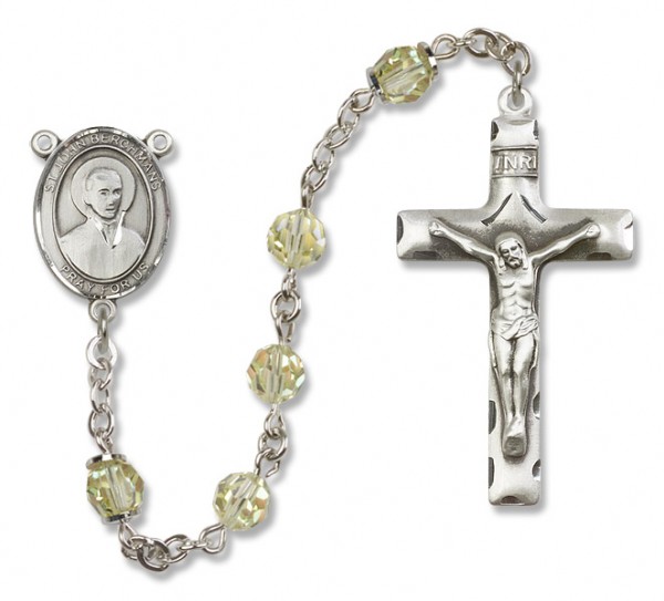 St. John Berchmans Sterling Silver Heirloom Rosary Squared Crucifix - Jonquil