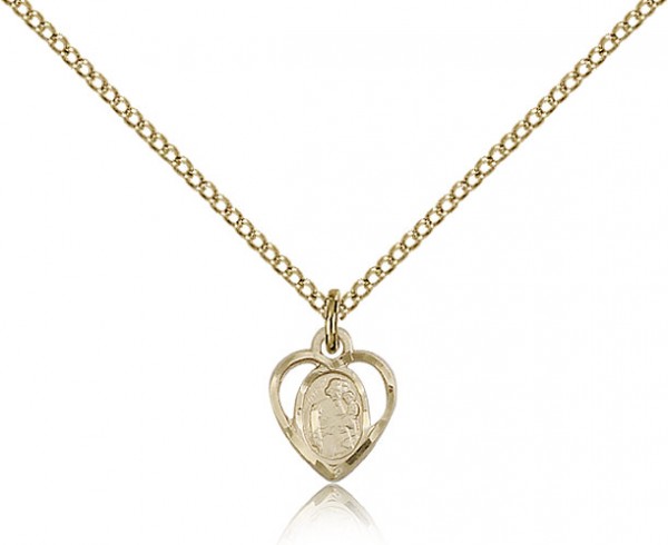 Petite Heart Shape St. Joseph Necklace - 14KT Gold Filled