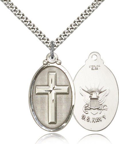 Cross Navy Pendant - Sterling Silver