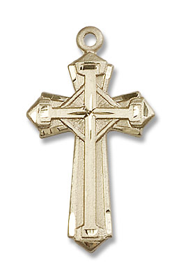 Gothic Women's Cross Necklace - 14K Solid Gold