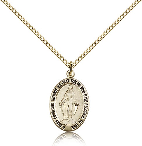 Petite Oval Miraculous Medal - 14KT Gold Filled