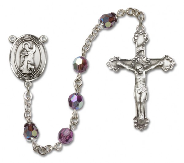 St. Drogo Sterling Silver Heirloom Rosary Fancy Crucifix - Amethyst