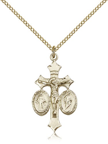 Women's Holy Family Crucifix Pendant - 14KT Gold Filled