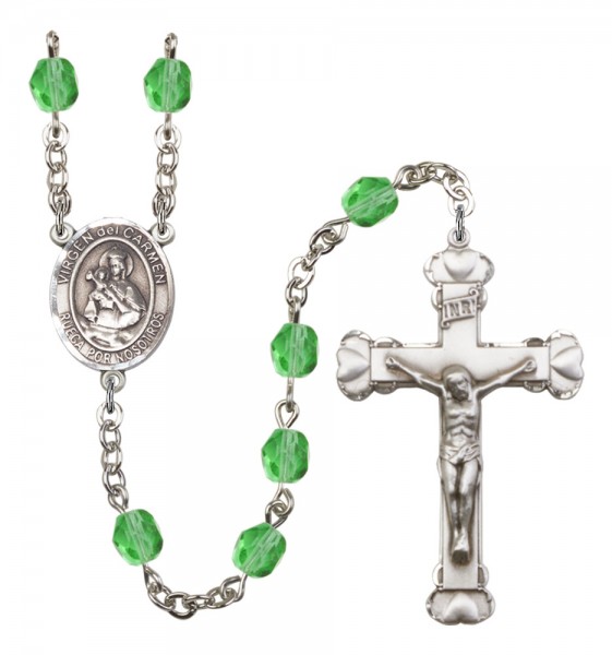 Women's Virgen del Carmen Birthstone Rosary - Peridot