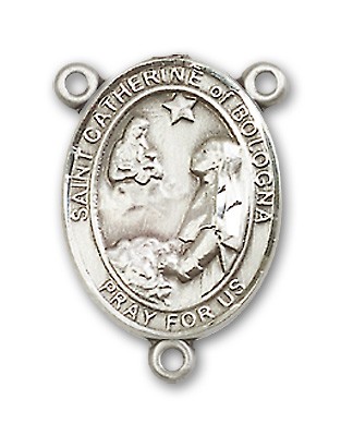 St. Catherine of Bologna Rosary Centerpiece Sterling Silver or Pewter - Sterling Silver