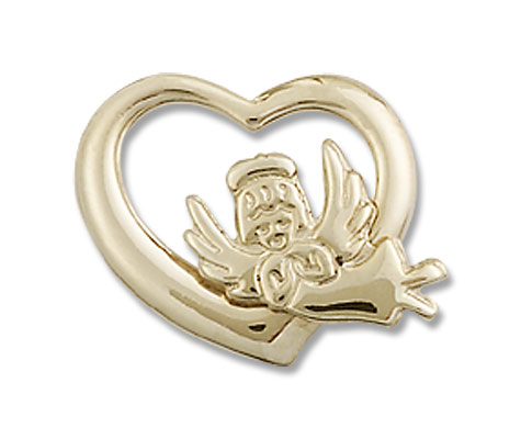 Guardian Angel and Heart Medal - 14K Solid Gold