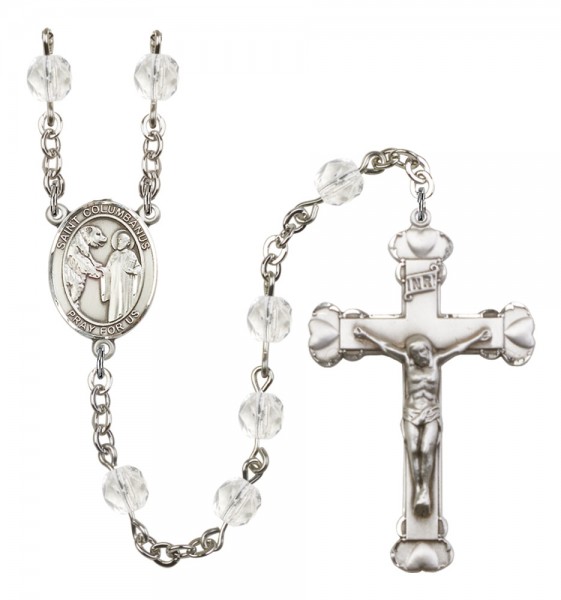 Women's St. Columbanus Birthstone Rosary - Crystal