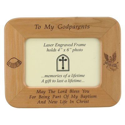 Maple Wood Godparents Photo Frame - Light Brown