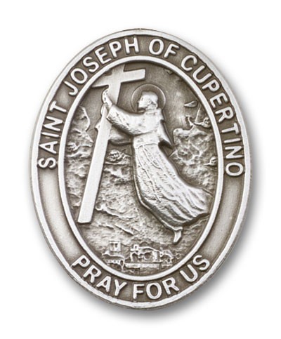 St. Joseph of Cupertino Oval Shaped Visor Clip - Antique Silver