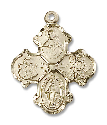 Sacred Heart 4-Way Pendant - 14K Solid Gold