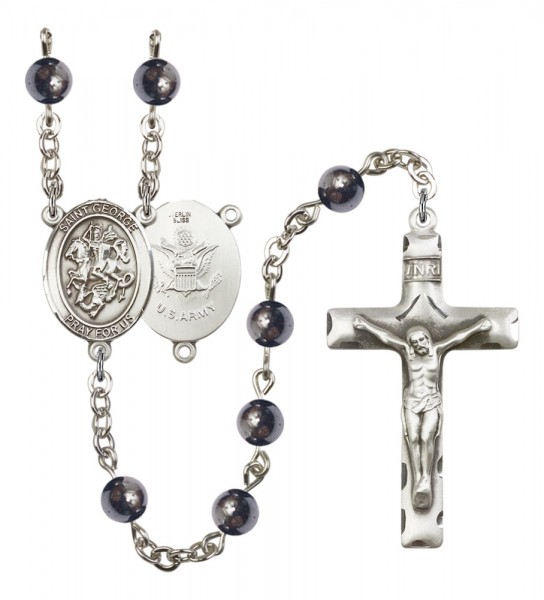 Men's St. George Army Silver Plated Rosary - Gray