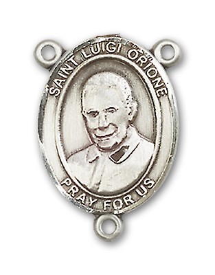 St. Luigi Orione Rosary Centerpiece Sterling Silver or Pewter - Sterling Silver