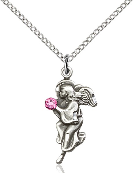 Angel Pendant with Birthstone Options - Rose