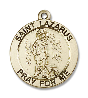 Men's Round Saint Lazarus Medal - 14K Solid Gold