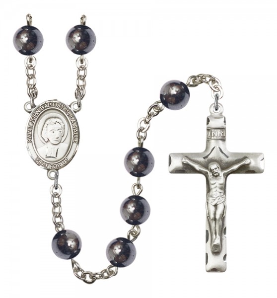 Men's St. John Baptist de la Salle Silver Plated Rosary - Silver