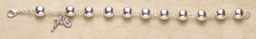 Children's Rosary Bracelet - Sterling Silver Round - Sterling Silver