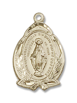 Ribbons and Florets Miraculous Medal - 14K Solid Gold