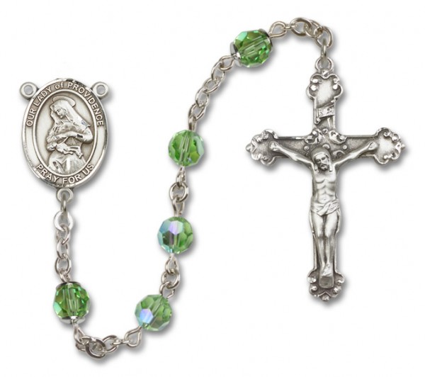 Our Lady of Providence Sterling Silver Heirloom Rosary Fancy Crucifix - Peridot