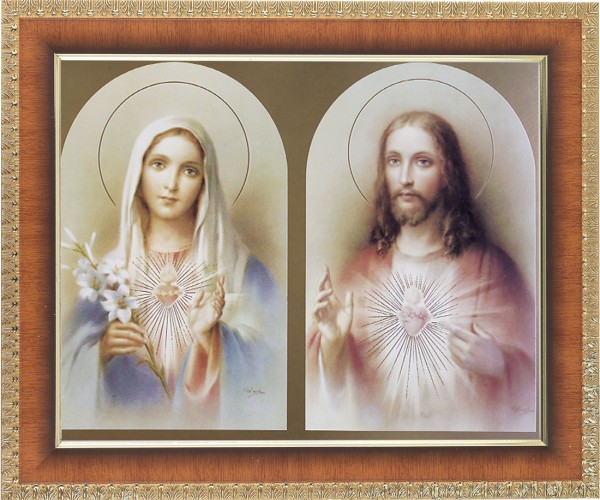 Immaculate Heart and Sacred Heart 8x10 Framed Print Under Glass - #122 Frame