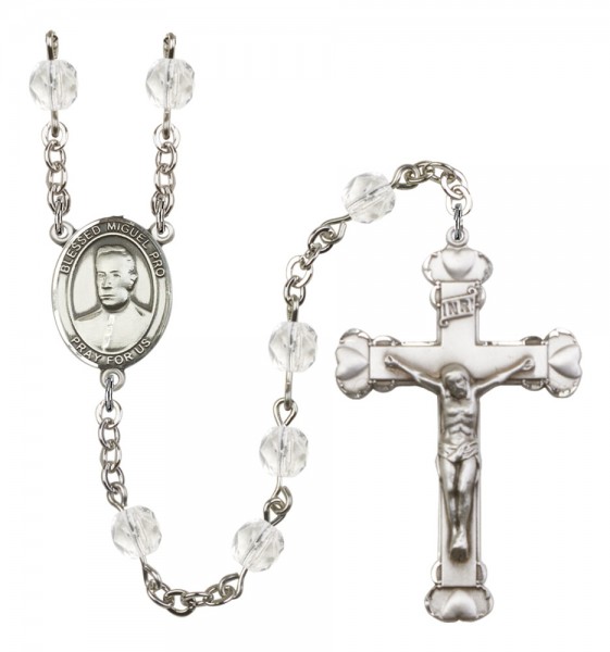 Women's Blessed Miguel Pro Birthstone Rosary - Crystal