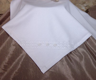 Boys Cotton Interlock Baptism Blanket with Buttons - White