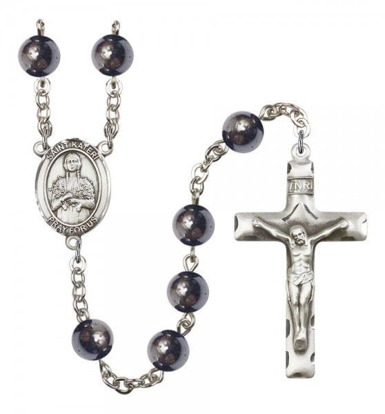 Men's St. Kateri Tekakwitha Silver Plated Rosary - Silver