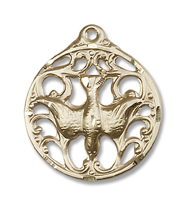 Women's Round Holy Spirit Cut Out Medal - 14K Solid Gold