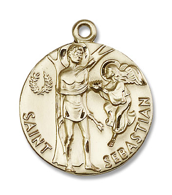 Men's Round St. Sebastian Medal - 14K Solid Gold