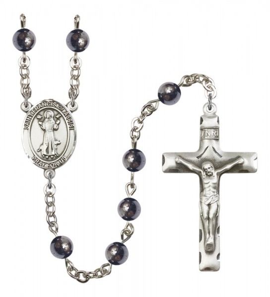 Men's St. Francis of Assisi Silver Plated Rosary - Gray