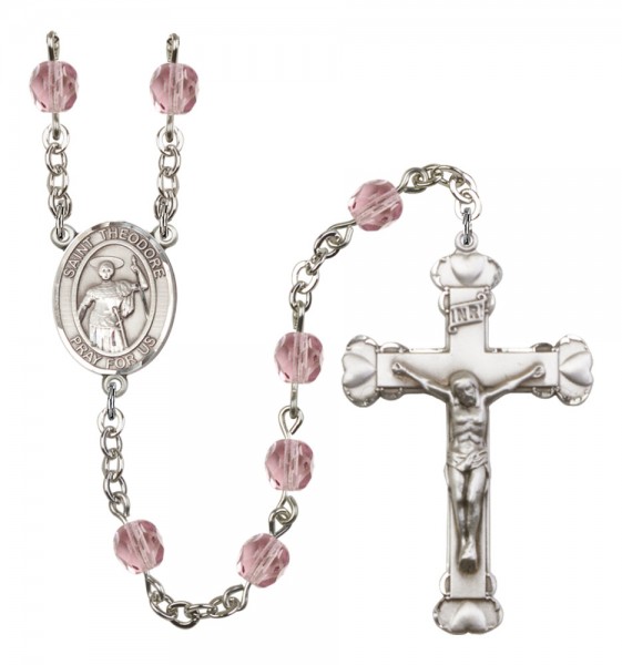 Women's St. Theodore Stratelates Birthstone Rosary - Light Amethyst