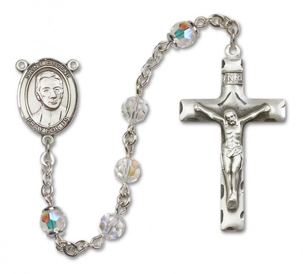 St. Eugene de Mazenod Sterling Silver Heirloom Rosary Squared Crucifix - Crystal