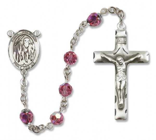 St. Polycarp of Smyrna Sterling Silver Heirloom Rosary Squared Crucifix - Rose