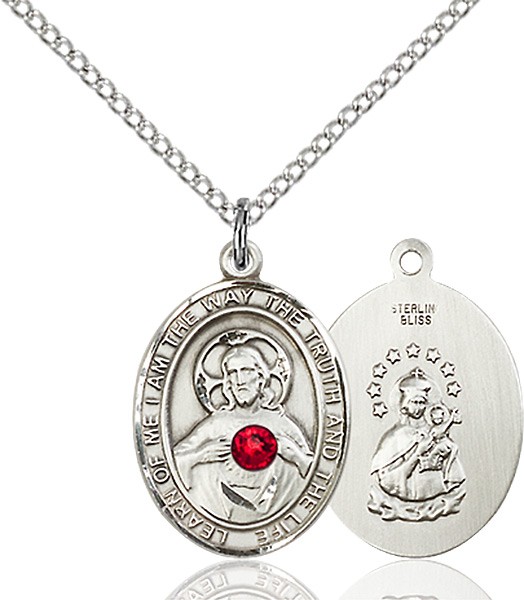 Women's Oval Sacred Heart Pendant - Sterling Silver