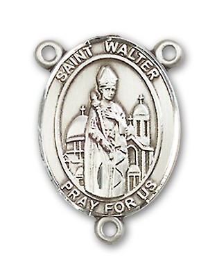 St. Walter of Pontoise Rosary Centerpiece Sterling Silver or Pewter - Sterling Silver