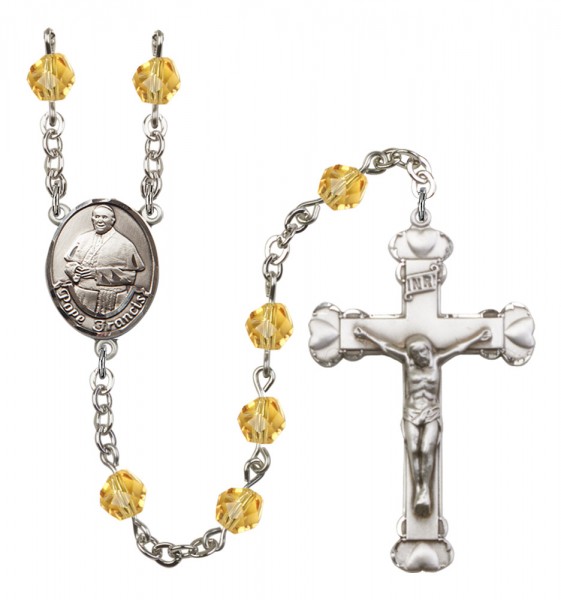 Women's Pope Francis Birthstone Rosary - Topaz