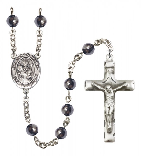 Men's San Raymon Nonato Silver Plated Rosary - Gray