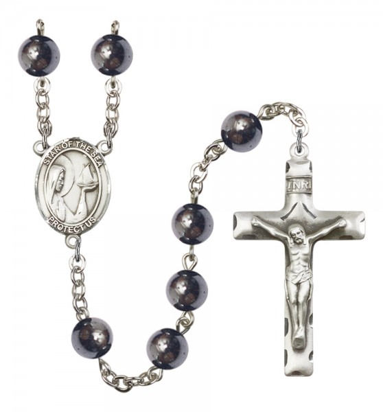 Men's Our Lady Star of the Sea Silver Plated Rosary - Silver