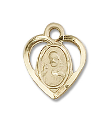 Petite Open-Cut Heart Shaped Scapular Medal - 14K Solid Gold