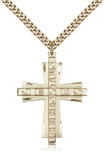 Jesus Christus Cross Pendant - 14KT Gold Filled