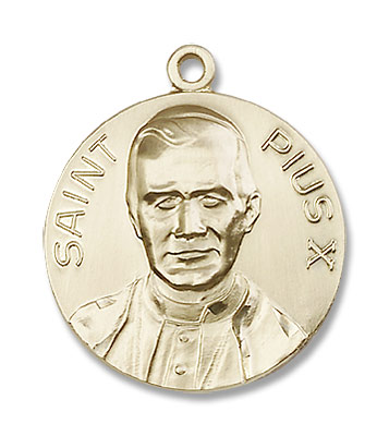 Men's Saint Pius X Medal - 14K Solid Gold