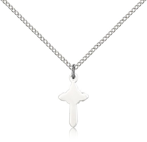 Small Rounded Cross Pendant - Sterling Silver