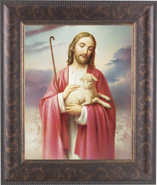 Jesus the Good Shepherd 8x10 Framed Print Under Glass - #124 Frame