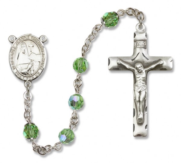 Jeanne Chezard de Matel Sterling Silver Heirloom Rosary Squared Crucifix - Peridot